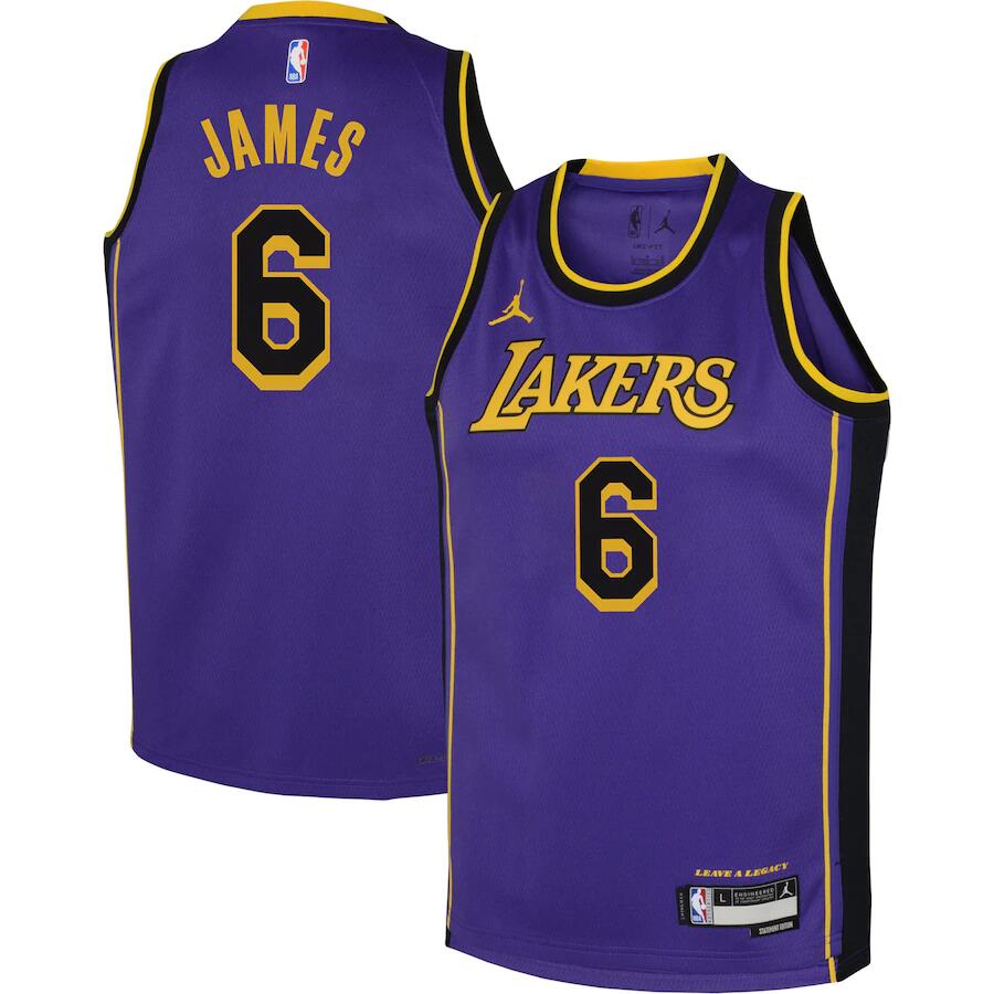 Toddlers Los Angeles Lakers #6 LeBron James 2022/23 Purple Swingman Statement Edition Stitched Basketball Jersey